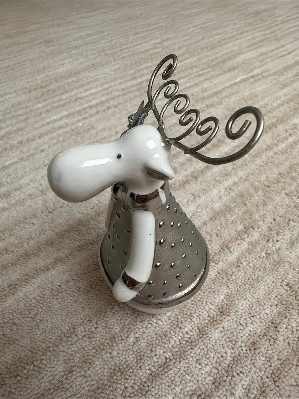 Pier 1 Imports Moose Figurine Silver White Ceramic Figurine 4.5